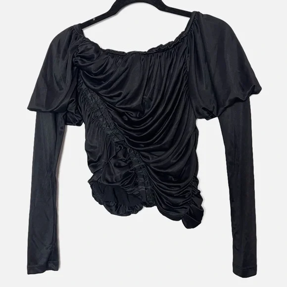 Vintage D&G Ruched Puff Sleeve Top Y2K Made in Italy size small rare Bodycon - Picture 2 of 5
